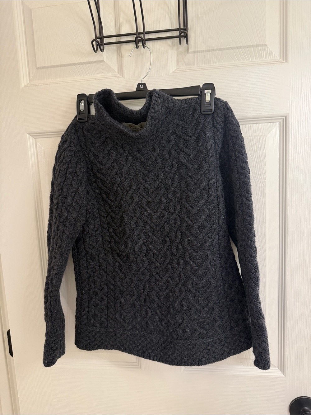 Aran Sweater Market Cable Knit Sweater - Charcoal Gray